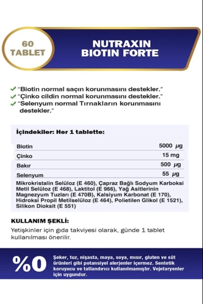 Nutraxin Biotin Forte 60 Tablet 3 Adet - Resim 4