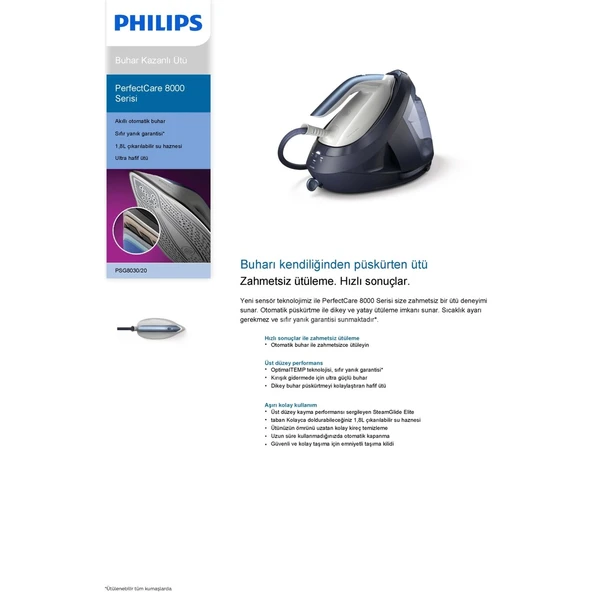 Philips PSG8030/20 Perfectcare 2700 W Buhar Kazanlı Ütü - Resim 6