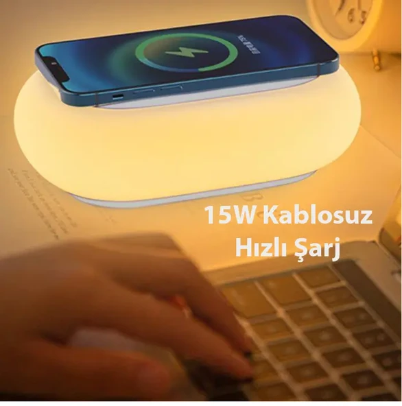 ALLY K31 Kablosuz Şarj Cihazı RGB Gece Lambası - Resim 3