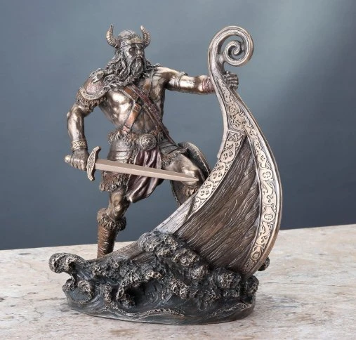 Veronese Design İskandinav Savaşçı Viking Gemi Üzerinde Heykel - Resim 4