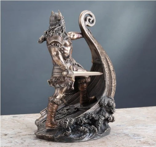 Veronese Design İskandinav Savaşçı Viking Gemi Üzerinde Heykel - Resim 3