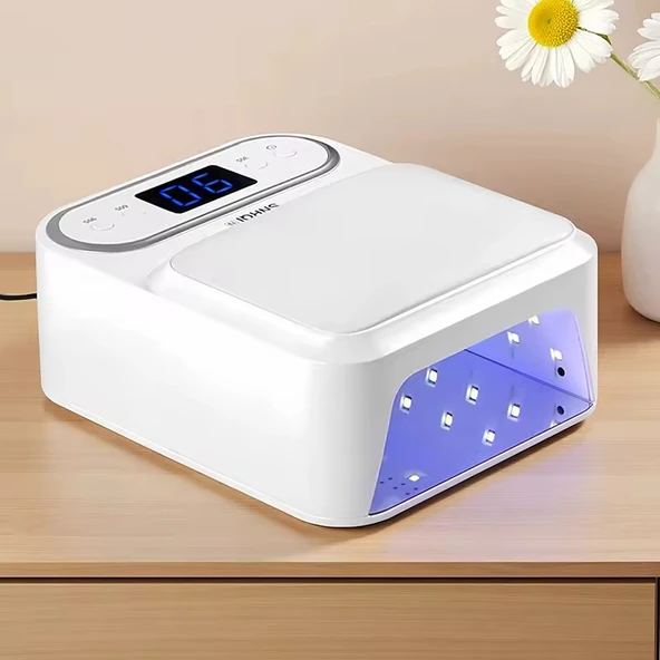 T9 Deri Yüzeyli Manikür Tırnak Kurutucu UV Led Lamba Protez Tırnak Lambası Beyaz 48W ürün görseli