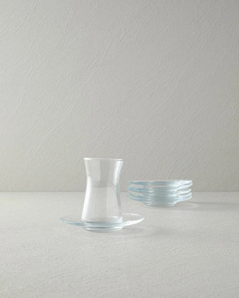 English Home Fitted Cam 6'Lı Çay Tabağı Şeffaf - Resim 2