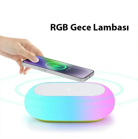 ALLY K31 Kablosuz Şarj Cihazı RGB Gece Lambası - Resim 4