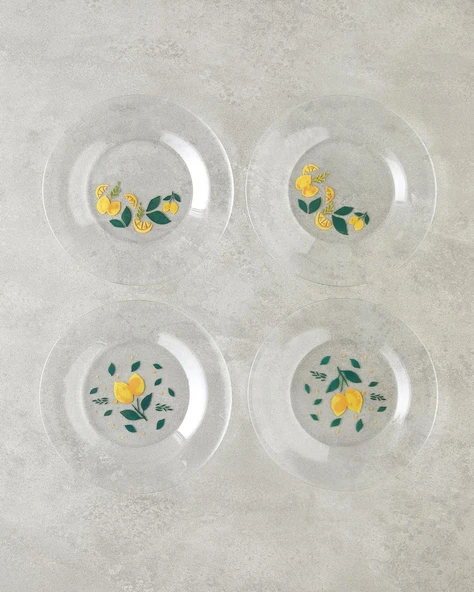 English Home Lemon Cam 4'lü Pasta Tabağı 19 cm Sarı-Yeşil - Resim 2