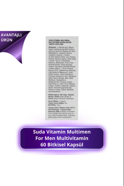 Suda Vitamin Multimen Multivitamin 60 Kapsül 3 Adet - Resim 2