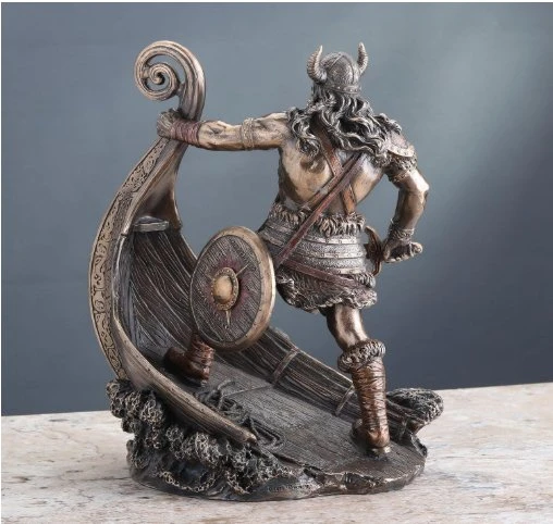 Veronese Design İskandinav Savaşçı Viking Gemi Üzerinde Heykel - Resim 5