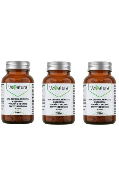 VeNatura Beta Glukan, Ekinezya, Kuşburnu, Vitamin C, Çinko 30 Kapsül 3 Adet ürün görseli