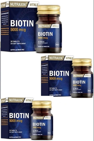 Nutraxin Biotin 5000 Mcg 30 Tablet 3 Adet ürün görseli