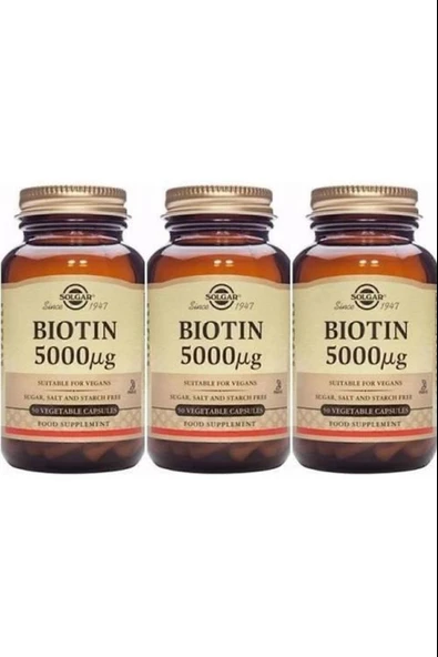 Solgar Biotin 5000 Mcg 50 Kapsül 3 Adet ürün görseli