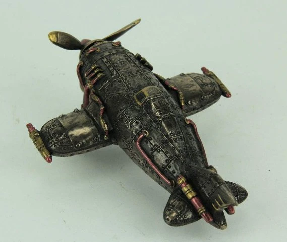 Veronese Design Steampunk Tarzı Tek Pervaneli Uçak Heykeli ürün görseli 1