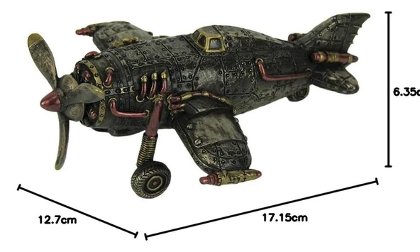 Veronese Design Steampunk Tarzı Tek Pervaneli Uçak Heykeli - Resim 3