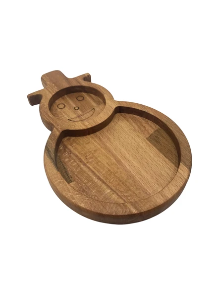 Yılbaşı Sunum Tabağı Noel Kardan Adam Doğal Ahşap Çerez Tabağı(KAYIN / GÜRGEN) Ahşap Rengi AHŞAP - 2 ADET - Resim 3