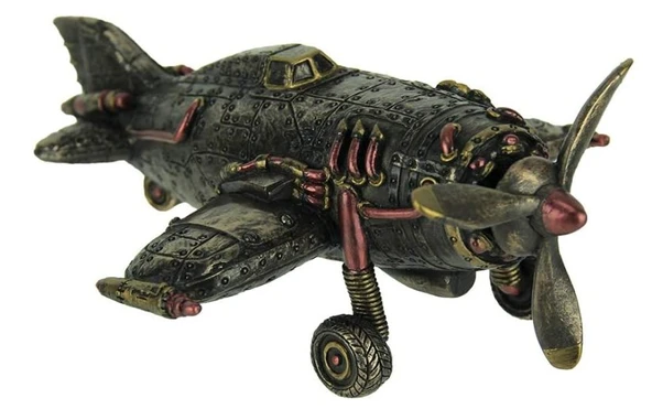 Veronese Design Steampunk Tarzı Tek Pervaneli Uçak Heykeli - Resim 4