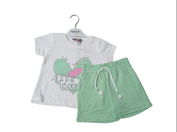 LIFE IS COOL BASKILI ŞORTLU KIZ TAKIM ürün görseli