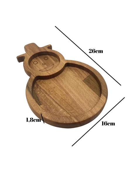 Yılbaşı Sunum Tabağı Noel Kardan Adam Doğal Ahşap Çerez Tabağı(KAYIN / GÜRGEN) Ahşap Rengi AHŞAP - 2 ADET - Resim 5