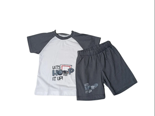 LET'S HOOP BASKILI ŞORTLU ERKEK TAKIM ürün görseli 1