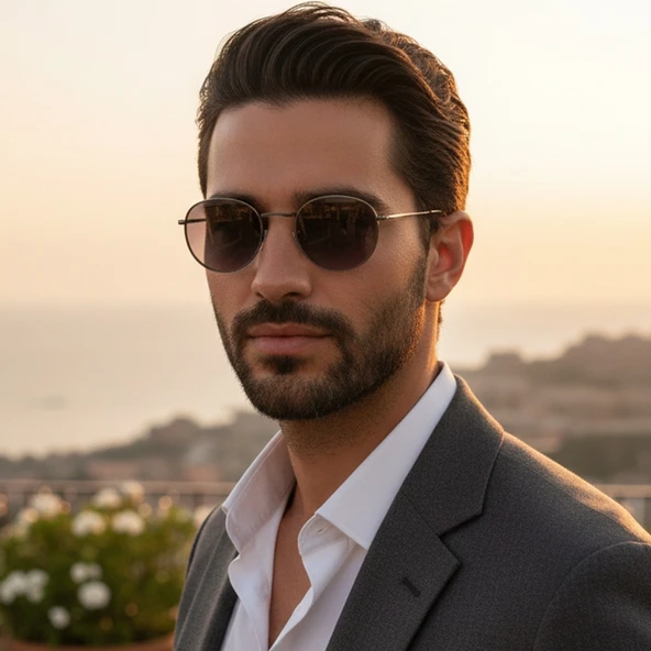 Daniel Klein DK3263-1 Degrade Siyah Metalik Smoke Frame Yuvarlak Oval Polarize Camlı Unisex Güneş Gözlüğü - Resim 2