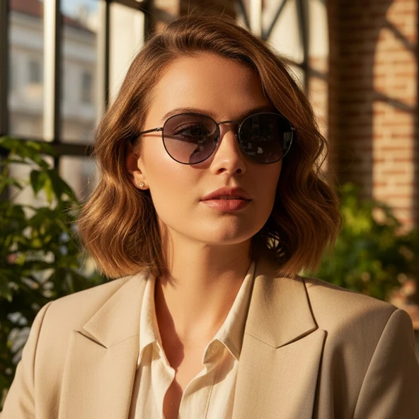 Daniel Klein DK3263-1 Degrade Siyah Metalik Smoke Frame Yuvarlak Oval Polarize Camlı Unisex Güneş Gözlüğü - Resim 5