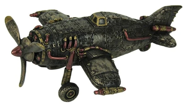 Veronese Design Steampunk Tarzı Tek Pervaneli Uçak Heykeli - Resim 2