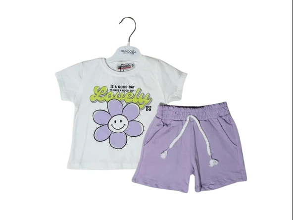 LOVELY BASKILI ŞORTLU KIZ TAKIM ürün görseli