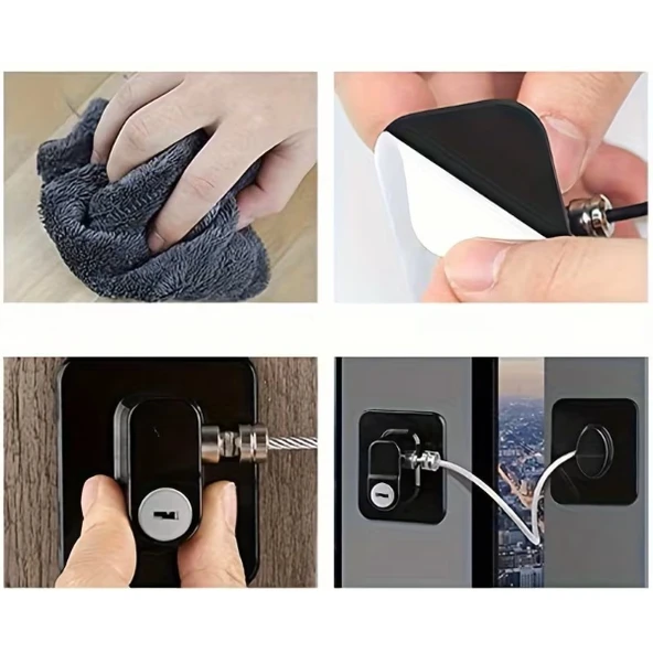 Siyah Plaka Halatlı Emniyet Kilidi - Resim 2