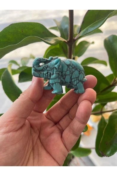 gemsartdeco Turkuaz Doğaltaş Fil Figürü ürün görseli 1