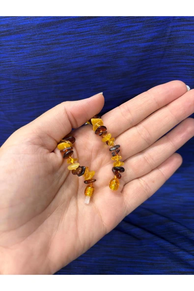 gemsartdeco KEHRİBAR KOLYE ÇİFT RENK BEBEK - Resim 4