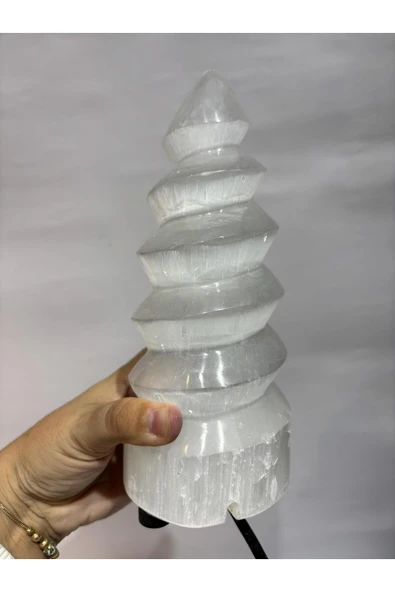 gemsartdeco SELENİT DOĞALTAŞ HELEZON LAMBA - Resim 7