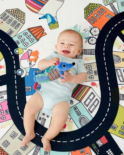 Skip Hop Çift Taraflı Oyun Halısı Oyun Matı Köy - Resim 4