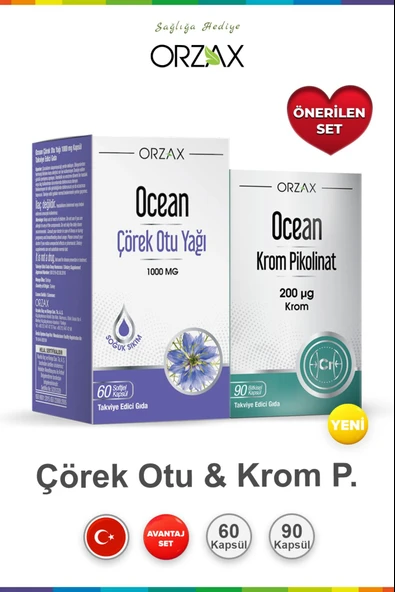 Ocean Çörek Otu Yağı 60 Kapsül & Ocean Krom Pikolinat 90 Bitkisel Kapsül ürün görseli