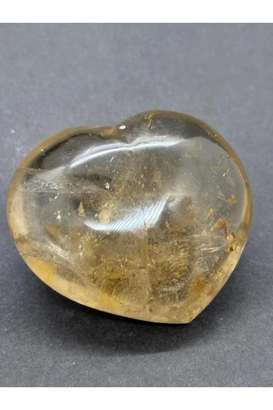 gemsartdeco ALTIN RUTİLLİ KUVARS KALP PALMSTONE DOĞALTAŞ - Resim 5