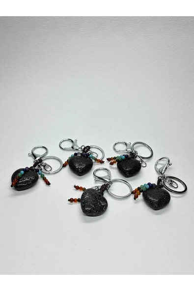 gemsartdeco LAV DOĞALTAŞ ANAHTARLIK CHARM KALP - Resim 5