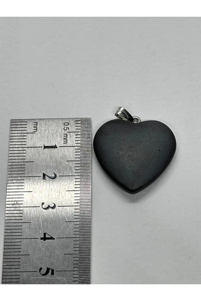 gemsartdeco ŞUNGİT DOĞALTAŞ KOLYE UCU KALP - Resim 4