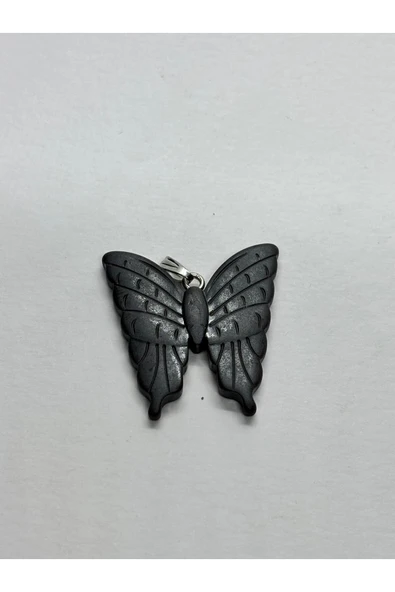 gemsartdeco ŞUNGİT DOĞALTAŞ KOLYE UCU KELEBEK - Resim 2