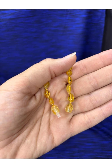 gemsartdeco KEHRİBAR KOLYE SARI - Resim 4