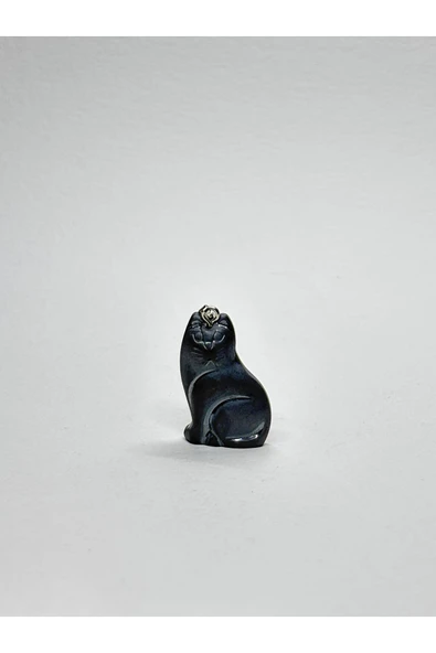 gemsartdeco ŞUNGİT DOĞALTAŞ KOLYE UCU KEDİ ürün görseli