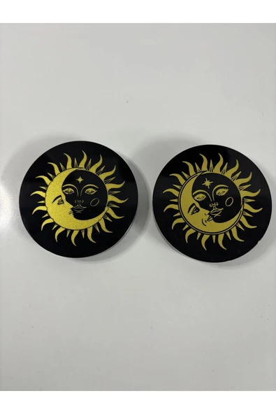 gemsartdeco OBSİDYEN AYNA GÜNEŞ VE AY SEMBOLÜ - Resim 2