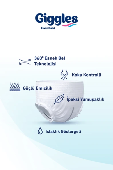 Giggles Yetişkin Emici Külot Hasta Bezi Large 1 Paket (8 Adet) - Resim 3