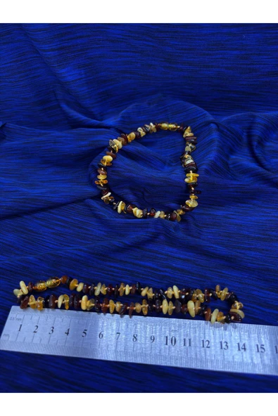 gemsartdeco KEHRİBAR KOLYE ÇİFT RENK BEBEK - Resim 2