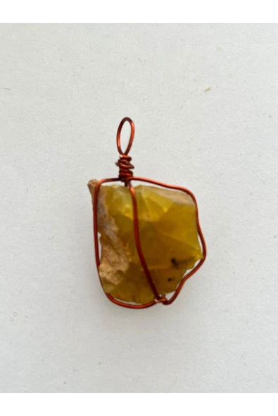 gemsartdeco Sarı Opal Doğaltaş Kolye Ucu - Resim 2