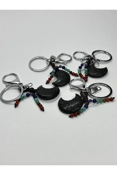 gemsartdeco LAV TAŞI DOĞALTAŞ ANAHTARLIK CHARM HİLAL - Resim 2