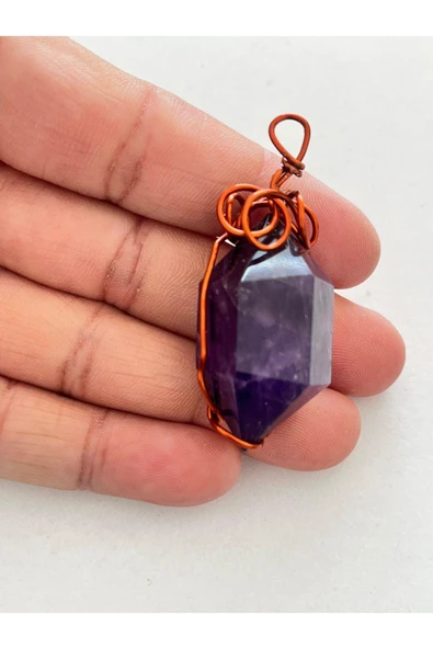 gemsartdeco Ametist Kolye Ucu Çift Kazık Uçlu ürün görseli