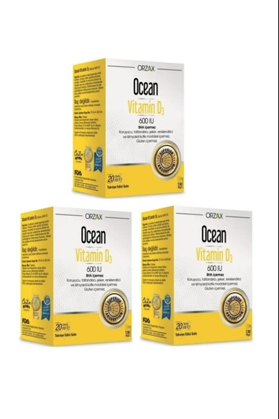 Ocean Vitamin D3 600 IU Sprey 20ml 3 Adet ürün görseli