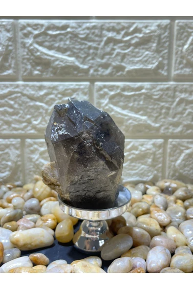 gemsartdeco Morion Kuvars Doğaltaş Özel Stantlı - Resim 4