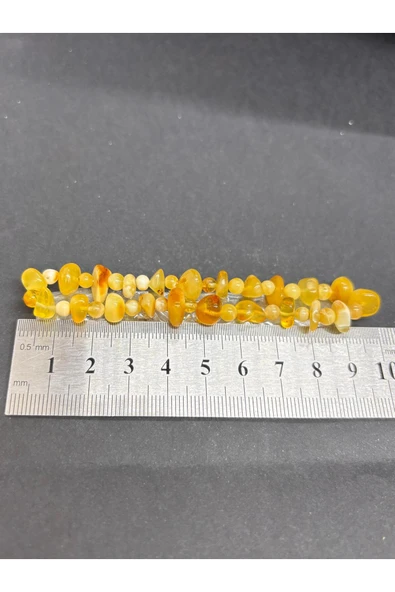 gemsartdeco KEHRİBAR BİLEKLİK SARI - Resim 6