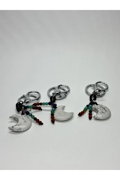 gemsartdeco HAVLİT DOĞALTAŞ ANAHTARLIK CHARM HİLAL - Resim 5