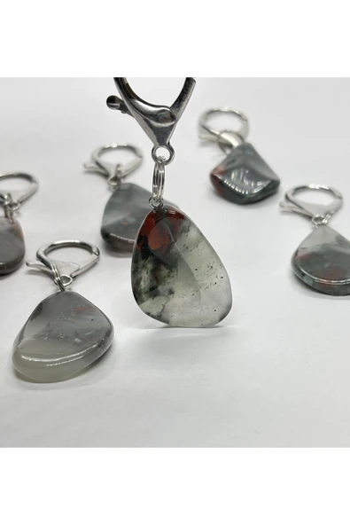 gemsartdeco KAN TAŞI DOĞALTAŞ ANAHTARLIK CHARM DAMLA - Resim 3