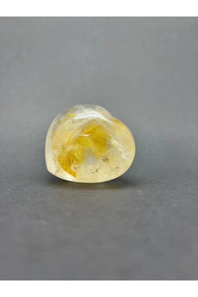 gemsartdeco SİTRİN ALTIN ŞİFACI KALP PALMSTONE DOĞALTAŞ - Resim 4
