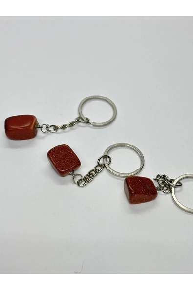 gemsartdeco AY TAŞI DOĞALTAŞ ANAHTARLIK CHARM KÜP - Resim 3